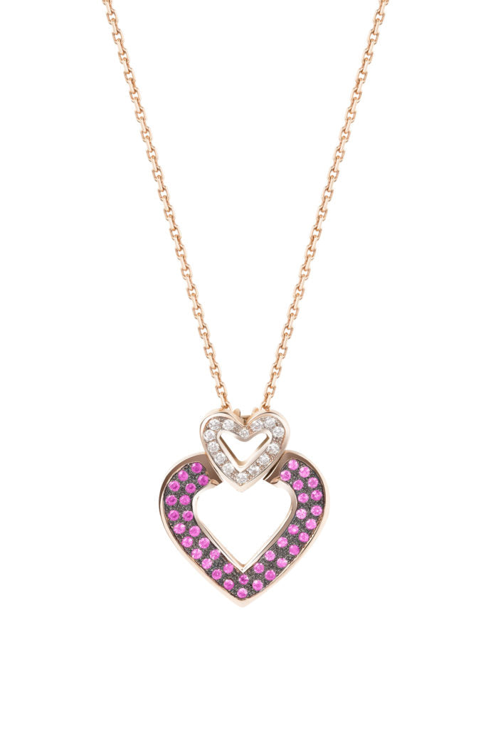 Small pink sapphire heart pendant