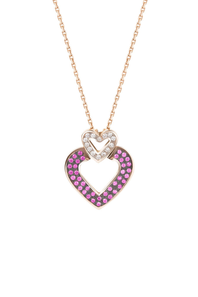 Pink sapphire heart pendant